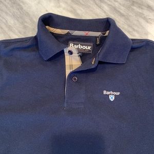 Barbour men’s Tartan Pique navy polo shirt S